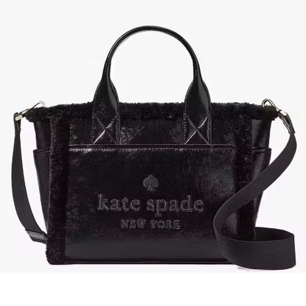 Nwt-Kate Spade Jett Shearling Trim Large Blacktote